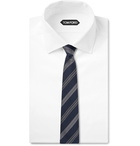 TOM FORD - 8cm Striped Woven Silk Tie - Navy