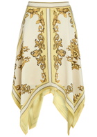 Alice + Olivia Davina Asymmetric Satin Midi Skirt Yellow