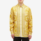 Versace Men's Baroque Silk Vacation Shirt in Champagne