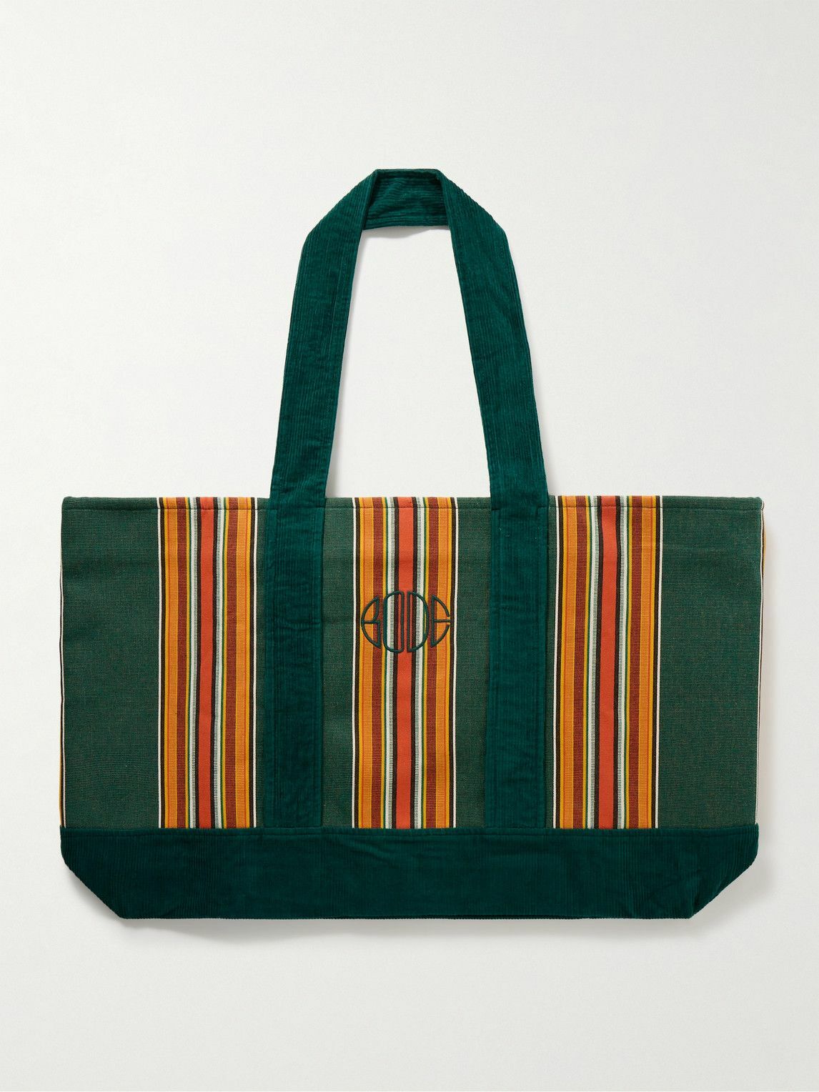 BODE - Parakeet Logo-Embroidered Striped Canvas and Corduroy Tote Bag