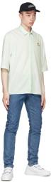 Maison Kitsuné Green Stripe Chillax Fox Short Sleeve Shirt
