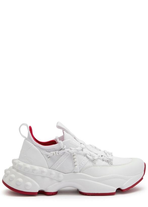 Photo: Christian Louboutin Trailnrun Panelled Mesh-knit Sneakers White