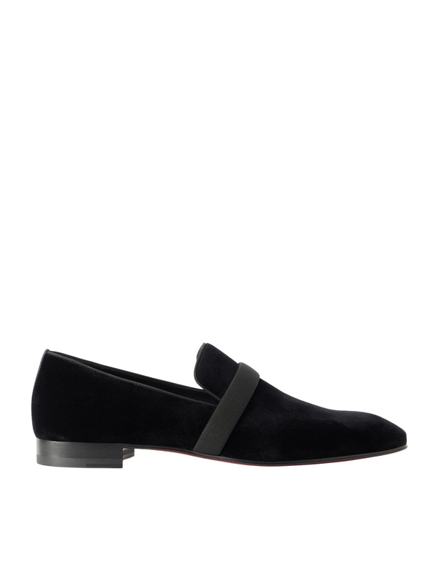 Photo: Christian Louboutin - Dandydeco Grosgrain-Trimmed Velour Loafers - Black
