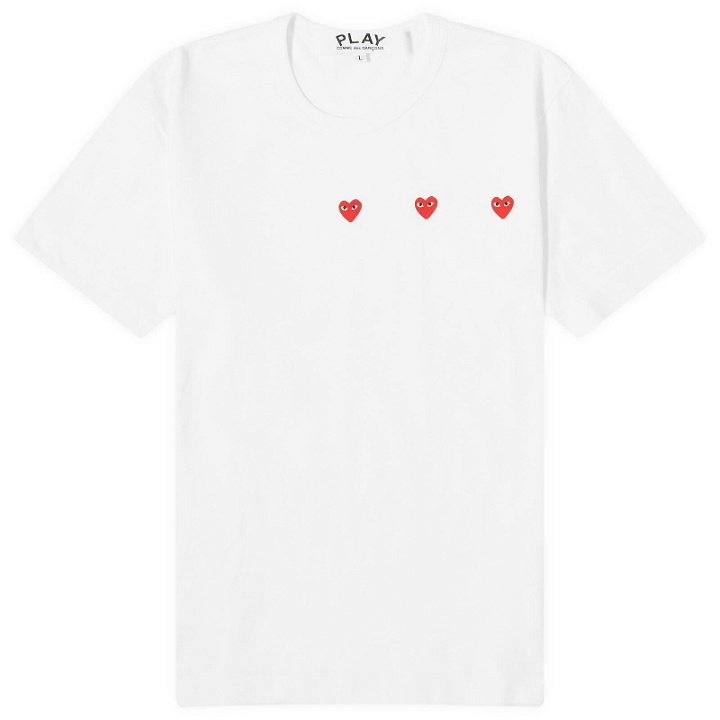 Photo: Comme des Garçons Play Men's 3 Heart T-Shirt in White