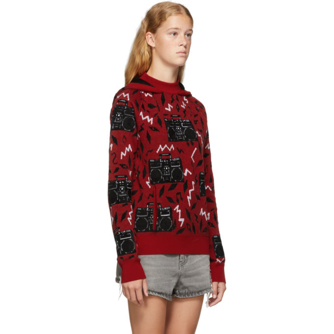 Saint Laurent Red Oversized Radio Hoodie Saint Laurent