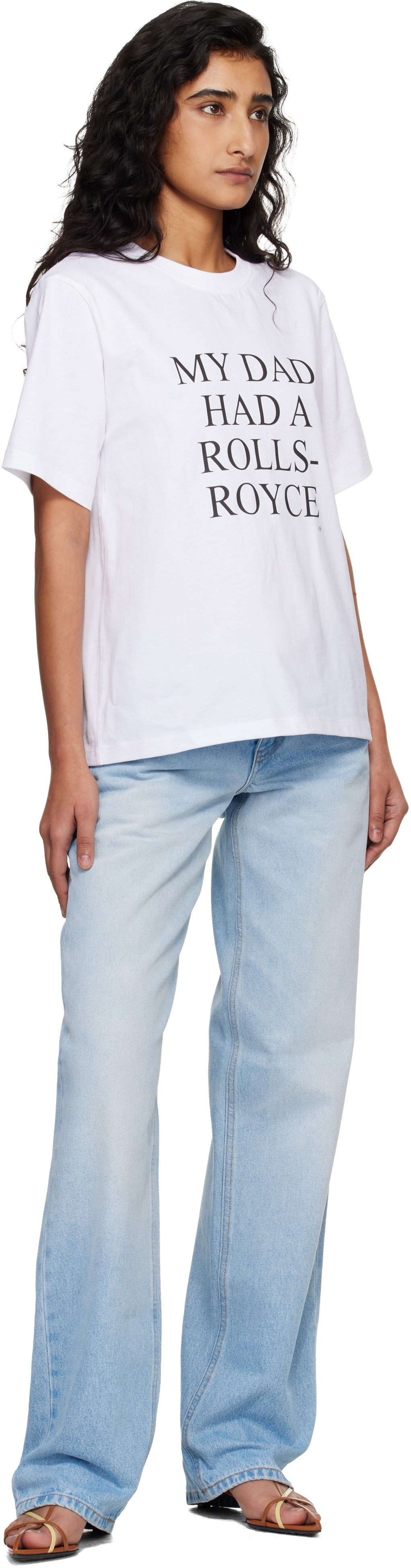 Victoria Beckham White 'My Dad Had A Rolls-Royce' T-shirt