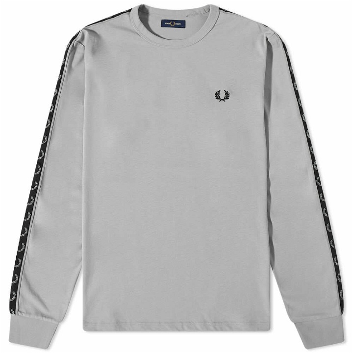 Photo: Fred Perry Men's Long Sleeve Taped T-Shirt in Limestone