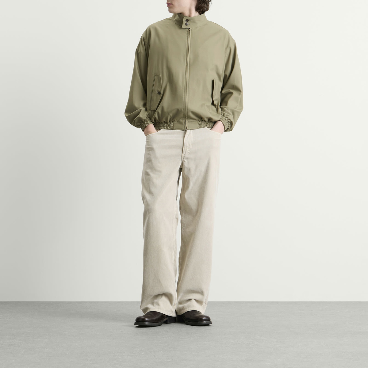 Auralee Men's Tropical Wool Zip Blouson in Light Khaki Auralee