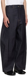 SAGE NATION Navy Box Pleat Jeans