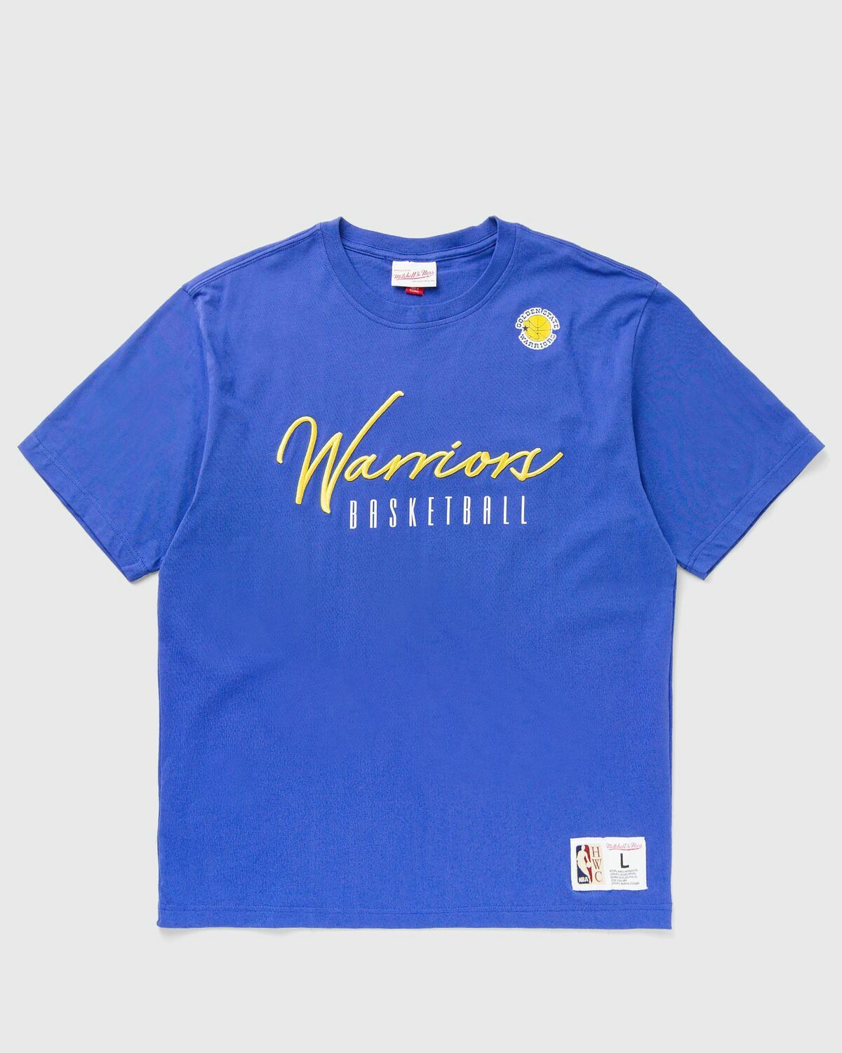 Mitchell & Ness NBA TRAINING DAY PREMIUM SS TEE VINTAGE LOGO GOLDEN STATE WARRIORS Blue Mens Shortsleeves/Team Tee
