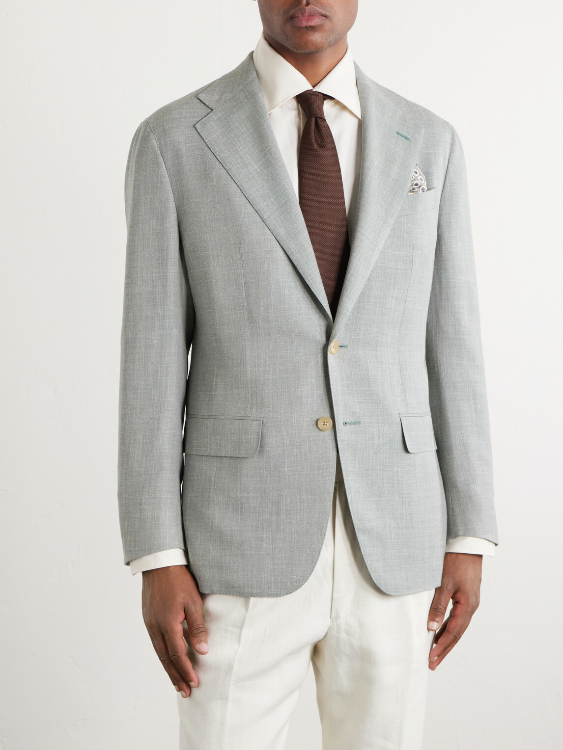 Thom Sweeney - Wool, Silk and Linen-Blend Blazer - Green