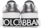 Dolce & Gabbana White & Silver Portofino Low Sneakers