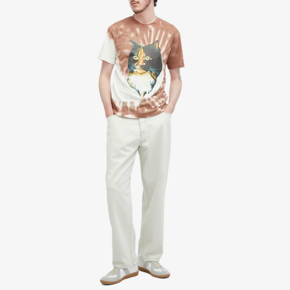 ★J W ANDERSON★ Cat print tie dye short sleeve t-shirt Toba JW Anderson Cat Print Tie-Dye T-Shirt Tobacco – LESS 17