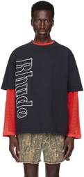 Rhude SSENSE Exclusive Black Side Logo T-Shirt