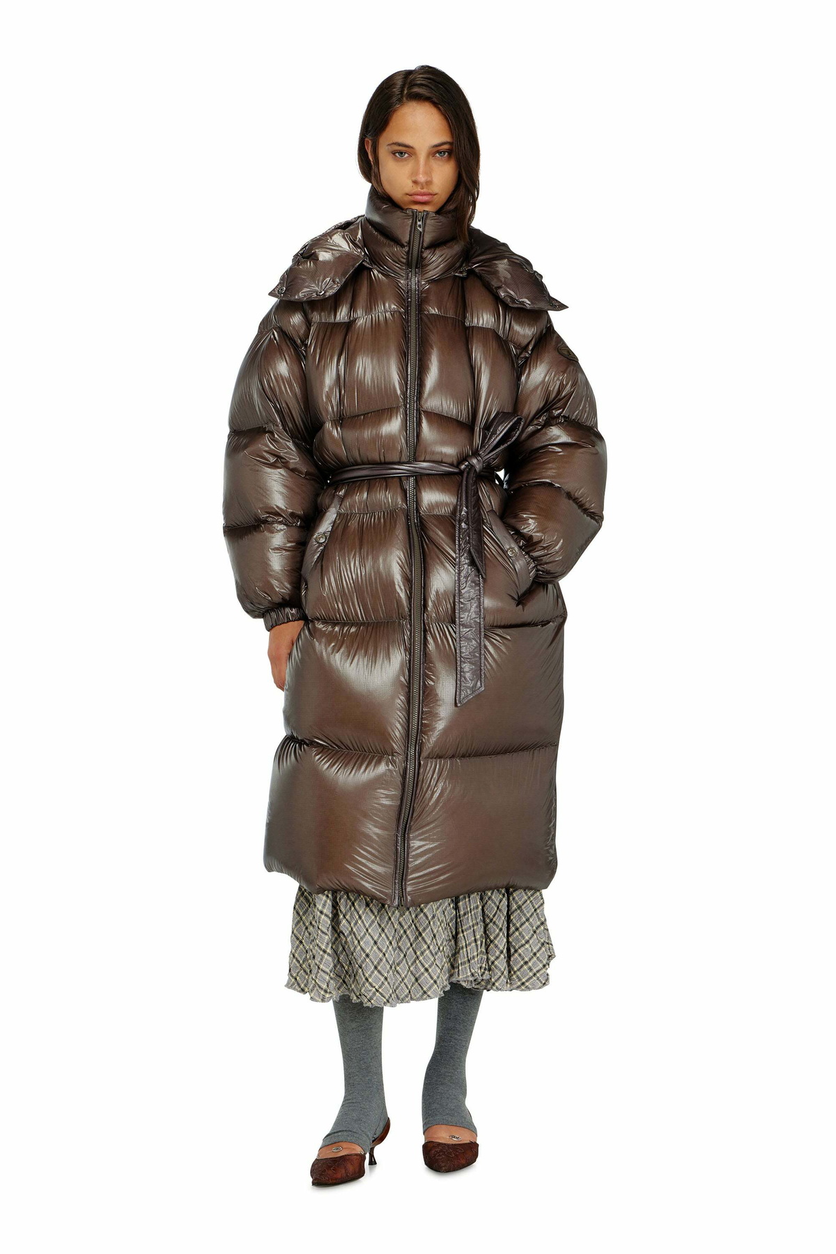 Diesel Down puffer coat in ultra-light ripstop - Winter Jackets Womens in Brown