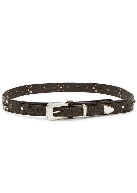 Photo: Lemaire Western Studded Grained Leather Belt Brown