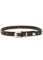 Lemaire Western Studded Grained Leather Belt Brown