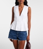 Ganni Peplum cotton-blend poplin top