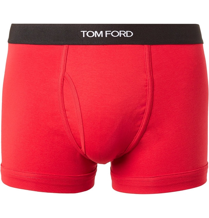 Photo: TOM FORD - Stretch-Cotton Jersey Boxer Briefs - Red