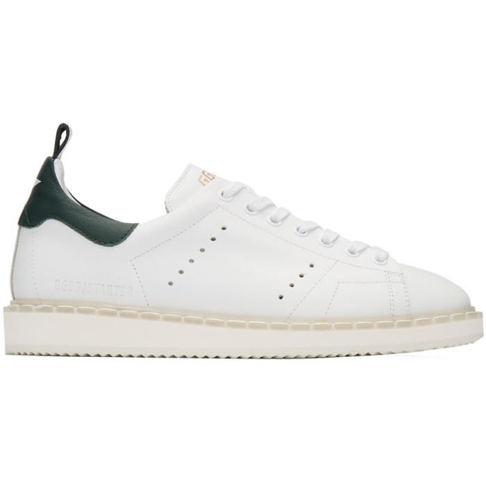 Photo: Golden Goose White and Green Starter Sneakers 