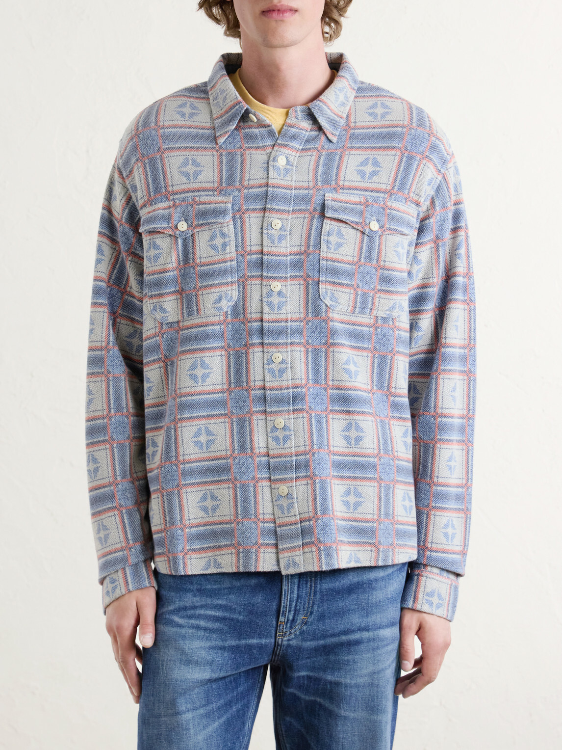 RRL - Horace Checked Cotton-Terry Shirt - Neutrals