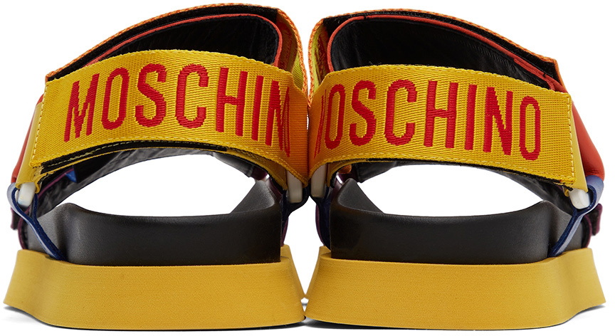 MOSCHINO スポーツサンダル ブラック/イエロー Moschino Multicolor Logo Sandals Moschino