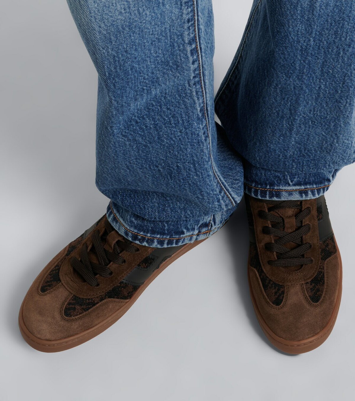 Hogan H647 leather-trimmed suede sneakers