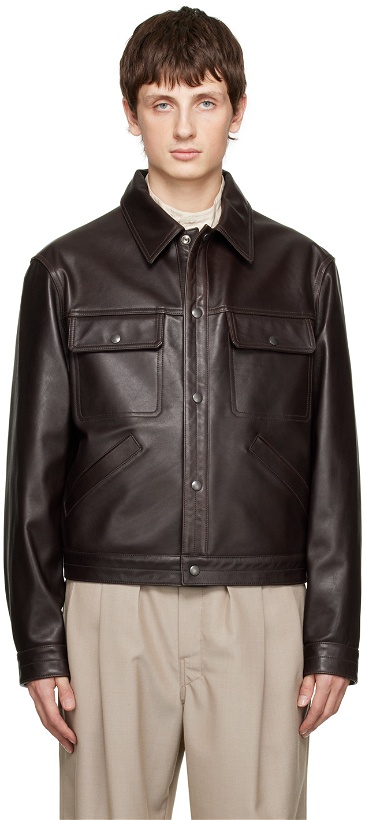 Photo: LEMAIRE Brown Press-Stud Leather Jacket