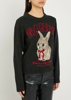 Ganni Logo-intarsia Wool-blend Jumper Black