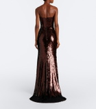Alex Perry Sequined bustier gown