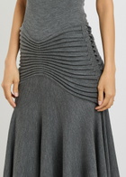 Alaïa Sculpting Ruched Wool Midi Dress Dark Grey