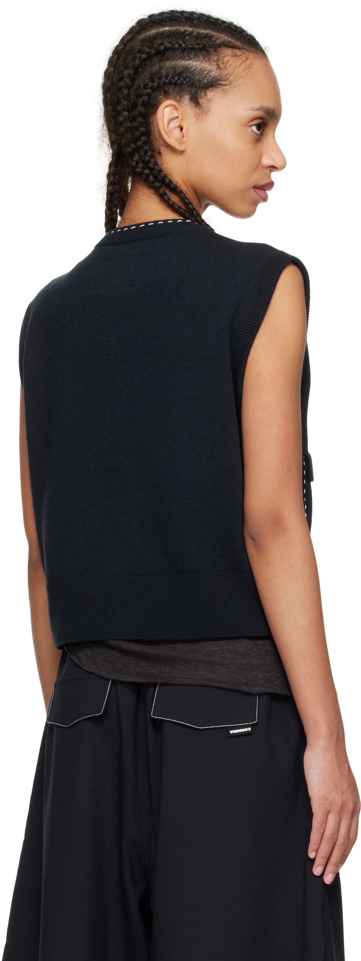 Cordera Navy Merino Wool Stitched Vest