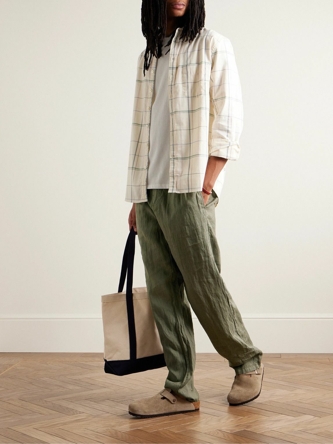 Aspesi - Ventura Straight-Leg Linen Trousers - Green