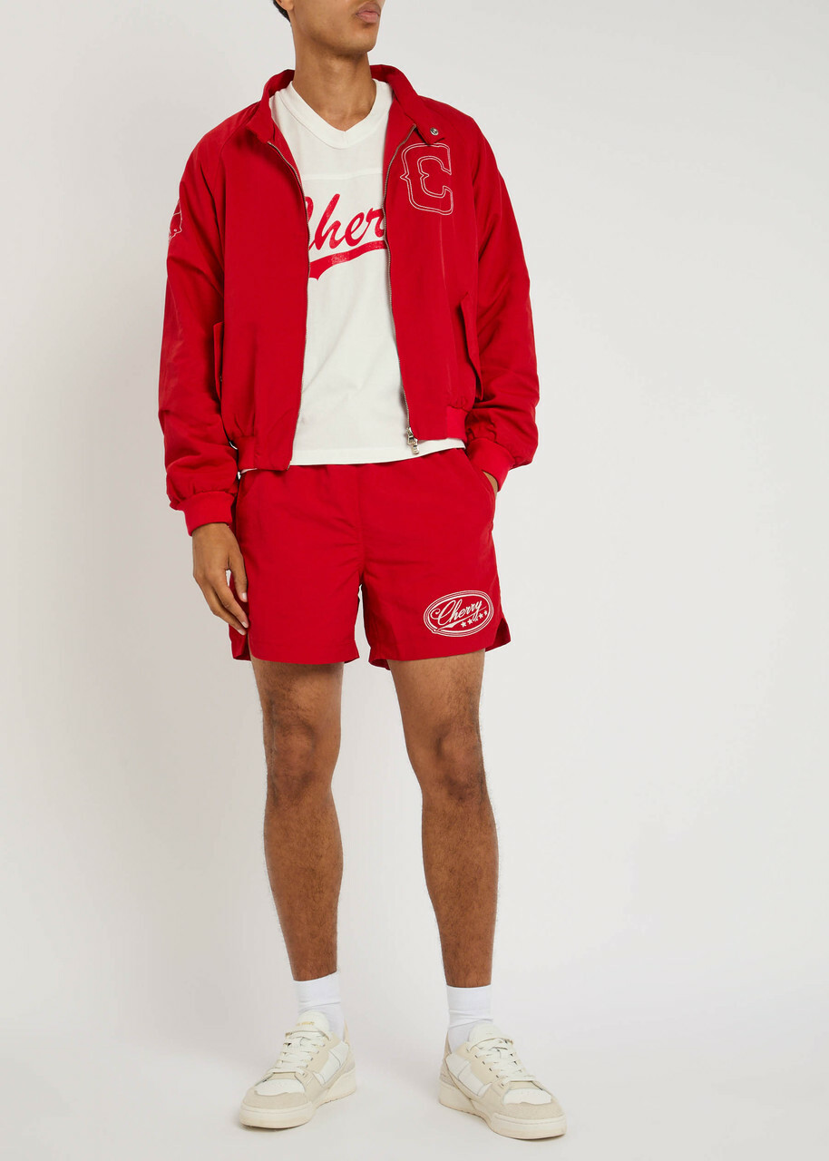 Cherry Los Angeles Five Star Logo-embroidered Nylon Swim Shorts Red