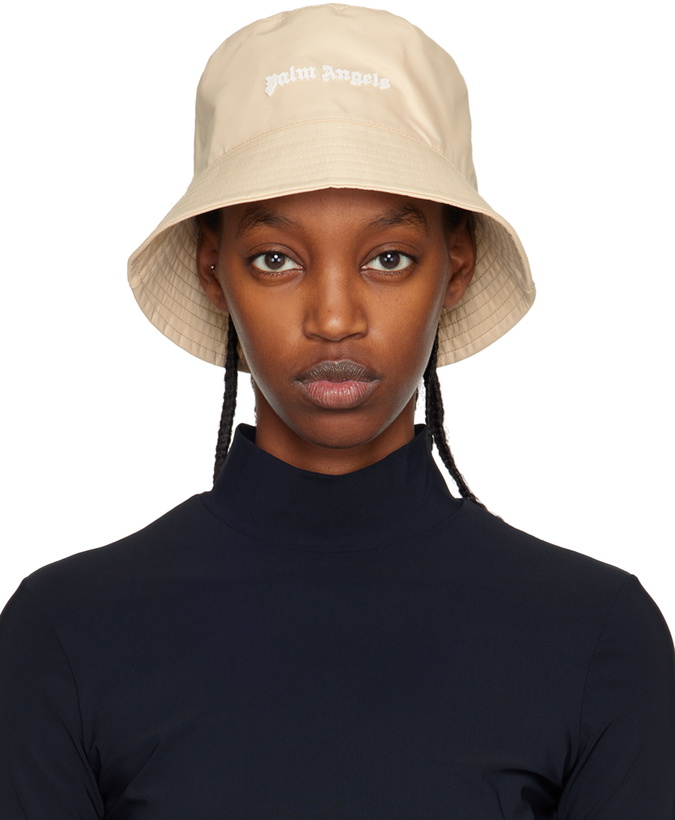 Photo: Palm Angels Beige Classic Logo Bucket Hat