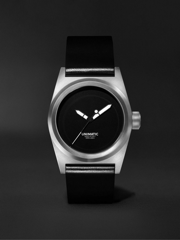 Photo: UNIMATIC - Modello Due Limited Edition Automatic 38mm Stainless Steel and Leather Watch, Ref. No. U2S-M