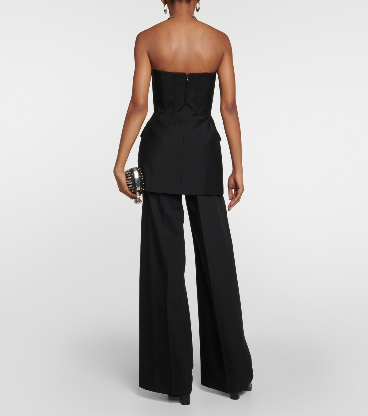 Alexander McQueen Tuxedo strapless wool top