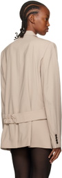Nensi Dojaka Beige Button-Down Blazer