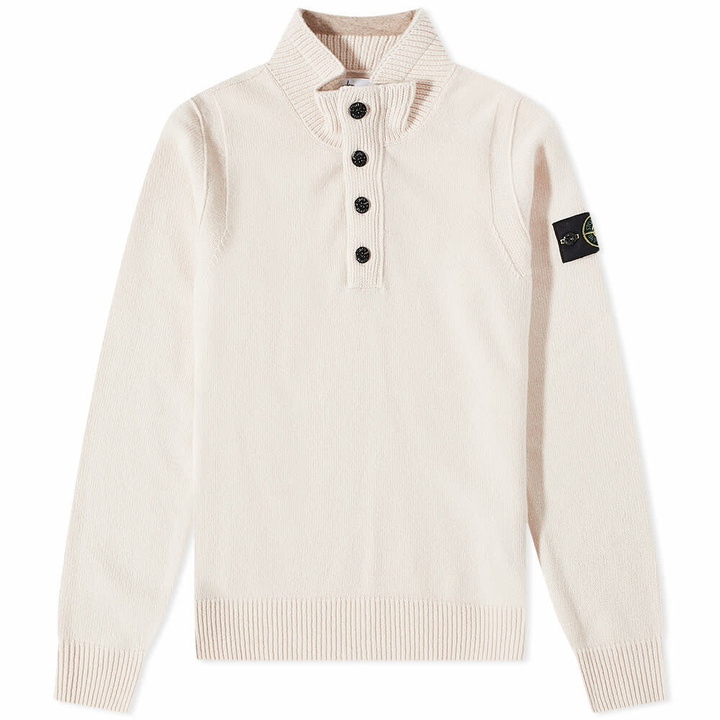 Photo: Stone Island Men's Lambswool Quarter Button Knit in Light Pink