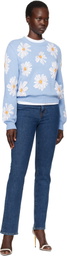 Moschino Blue All Over Daisy Print Sweater