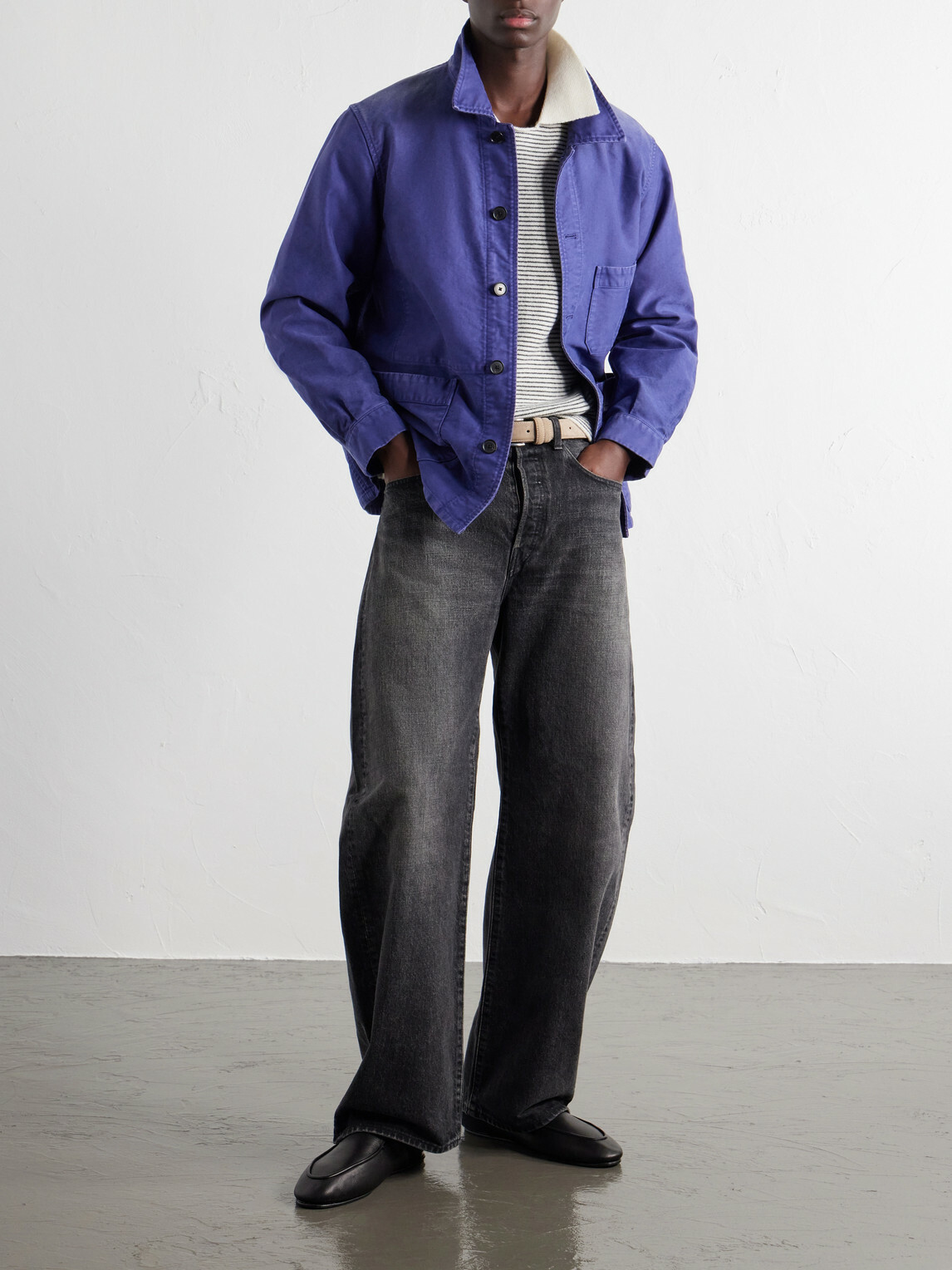 Auralee - Garment-Dyed Cotton-Moleskin Blouson Jacket - Blue