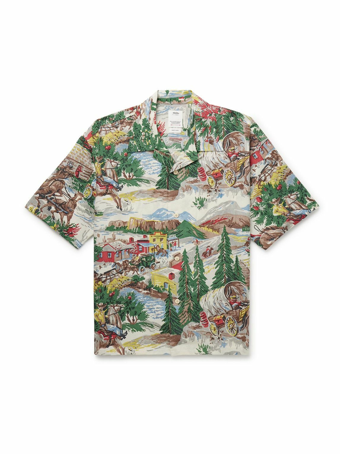 Visvim Men's Copa Jacquard Silk Shirt in Light Green Visvim