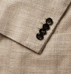 Kiton - Cream Unstructured Herringbone Cashmere, Wool, Silk and Linen-Blend Blazer - Neutrals