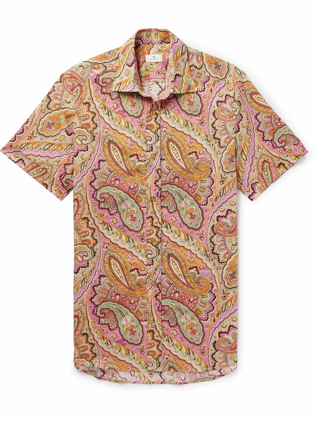 Photo: Etro - Slim-Fit Printed Cotton-Poplin Shirt - Pink