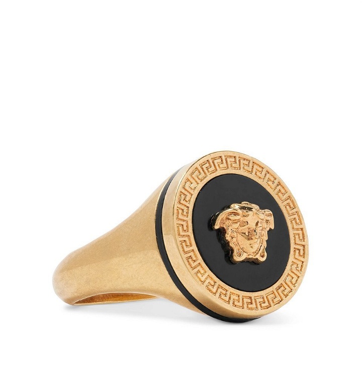 Photo: Versace - Gold-Tone and Enamel Signet Ring - Gold