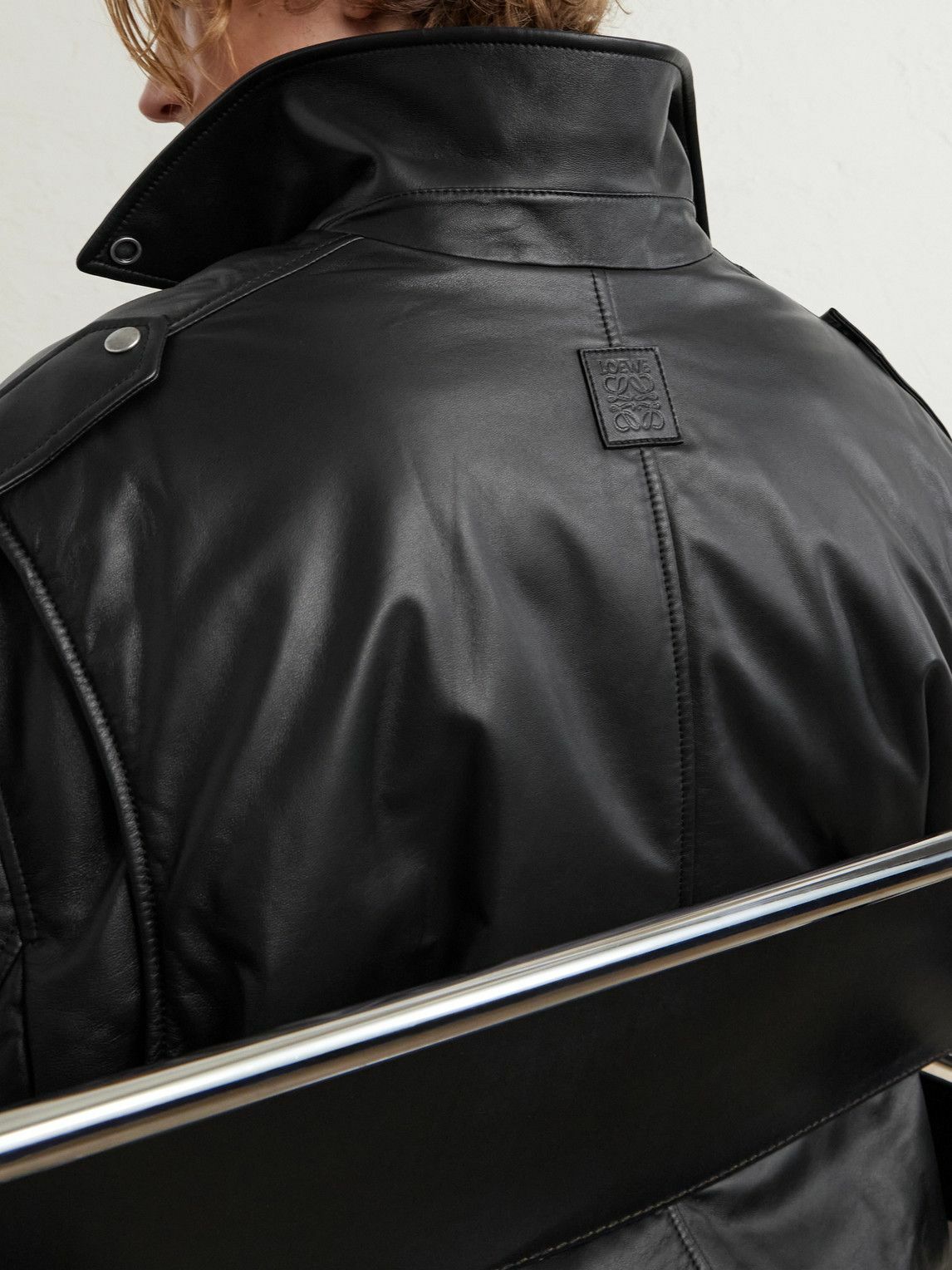 LOEWE - Belted Padded Leather Jacket - Black