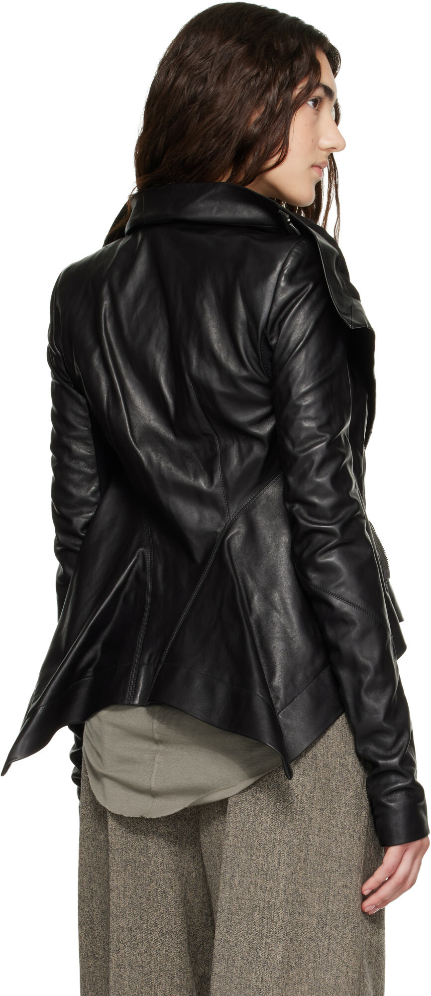 Rick Owens Black Tower Naska Biker Leather Jacket