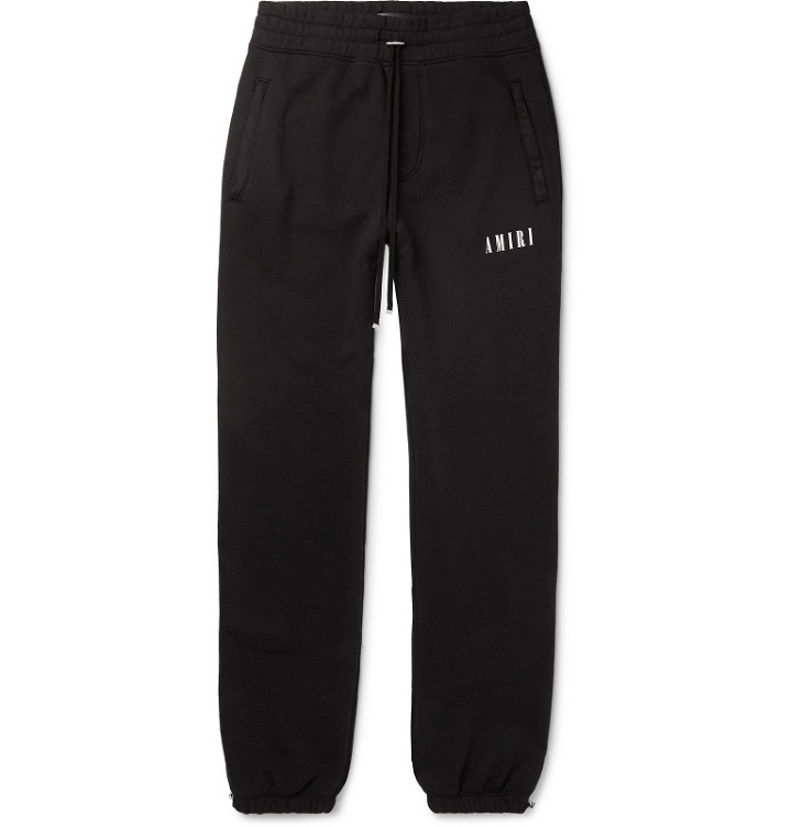 Photo: AMIRI - Tapered Printed Loopback Cotton-Jersey Sweatpants - Black