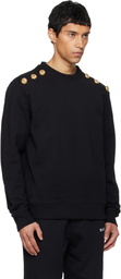 Balmain Black Chain Lion Buttons Sweatshirt