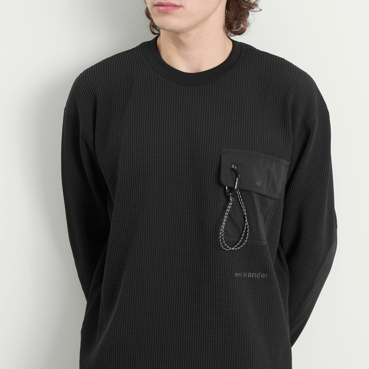 and wander Men's Longsleeve Waffle T-Shirt in Black